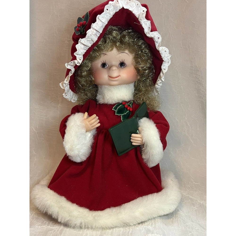 VINTAGE SANTA'S BEST CHOIR GIRL CHRISTMAS ANIMATED FIGURE 14" , CUTE, Works